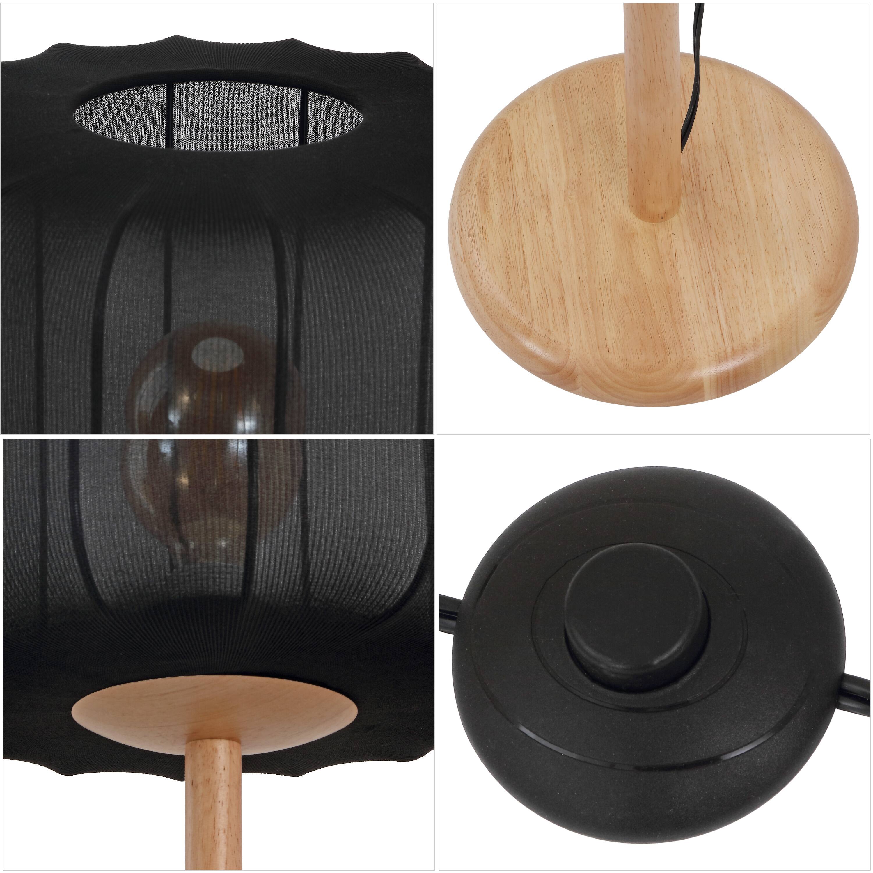 Alt View 4. Jonathan Y - Maryna 59.5 in. Minimalist Modern Teahouse Wood with Ribbed Cocoon Pumpkin Shade LED Floor Lamp, Black/Light Brown - Light Brown Wood.