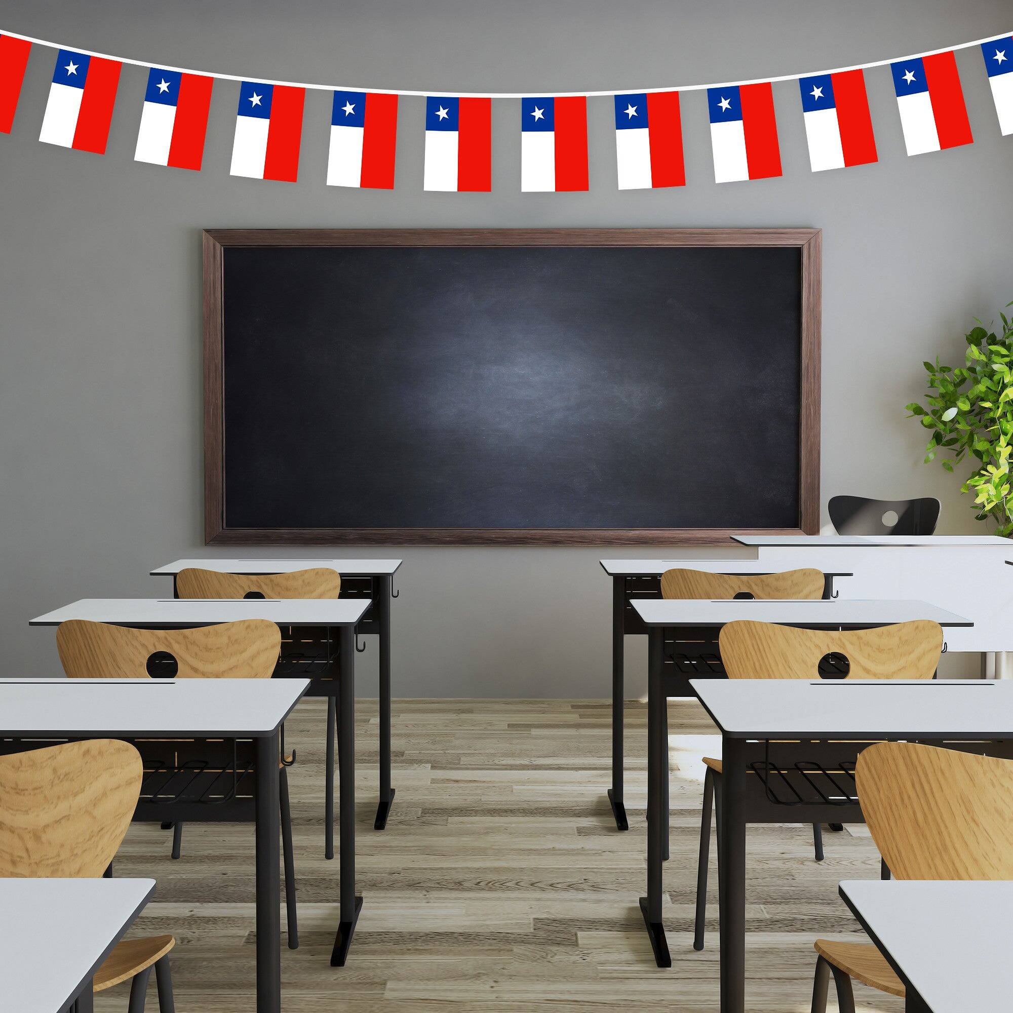 Back. G128 - Chile Bunting Banner, 38 Mini Flags on 33 ft String, 8.2 x 5.5 in. - Assorted Colors.
