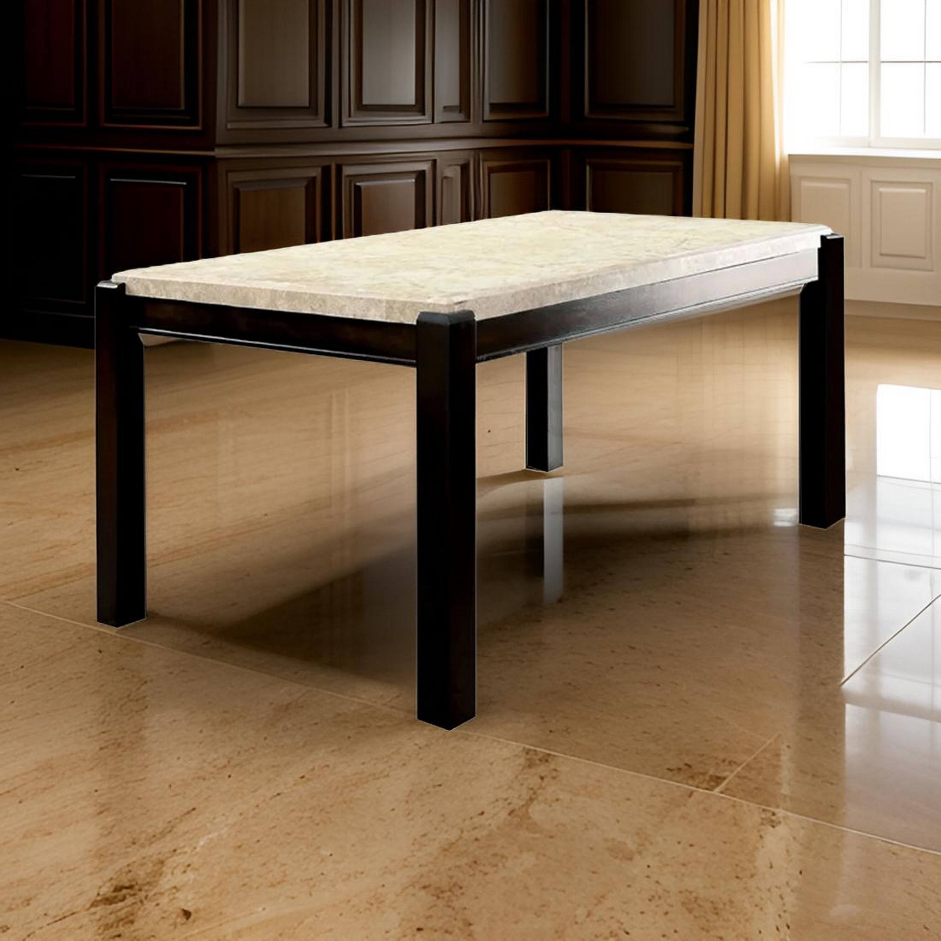Alt View 5. Manhattan Lane - Gladstone I Contemporary Dining Table With Marble Top, Dark Walnut Finish - Dark Walnut Finish.