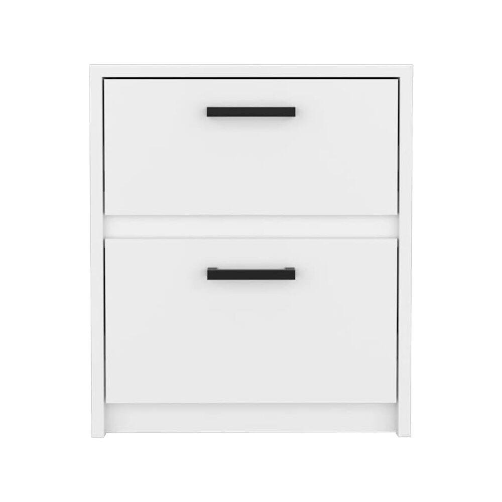 Front. TuHome - Trivor Nightstand White MDF - White.