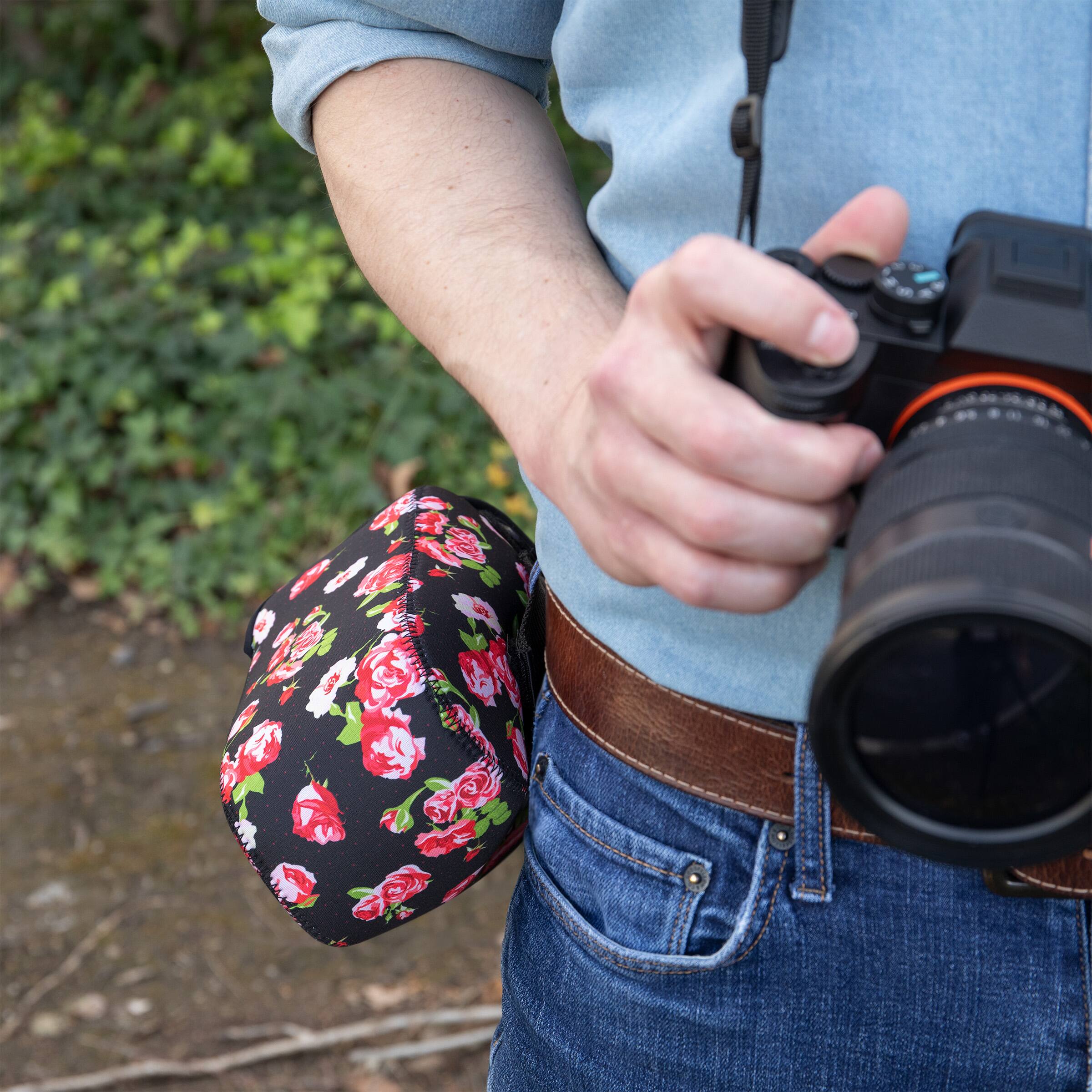Alt View 5. USA Gear - USA Gear Camera Sleeve (Large) for Mid-Size SLRs - Pocket & Belt Loop (Floral).