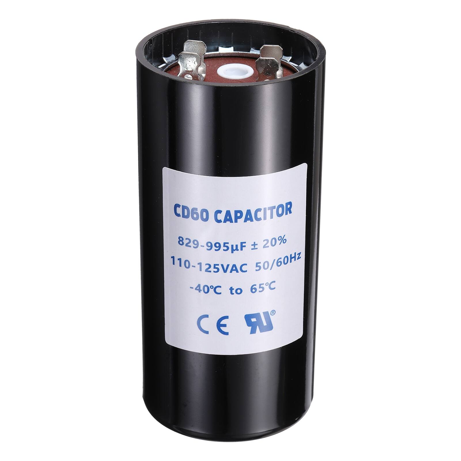 CD60 CAPACITOR  
829-995µF ± 20%  
110-125VAC 50/60Hz  
-40°C to 65°C  
CE LR