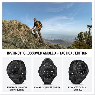 Garmin Instinct Crossover AMOLED Tactical Edition GPS Smartwatch Garmin Instinct Crossover AMOLED Tactical Edition GPS Smartwatch