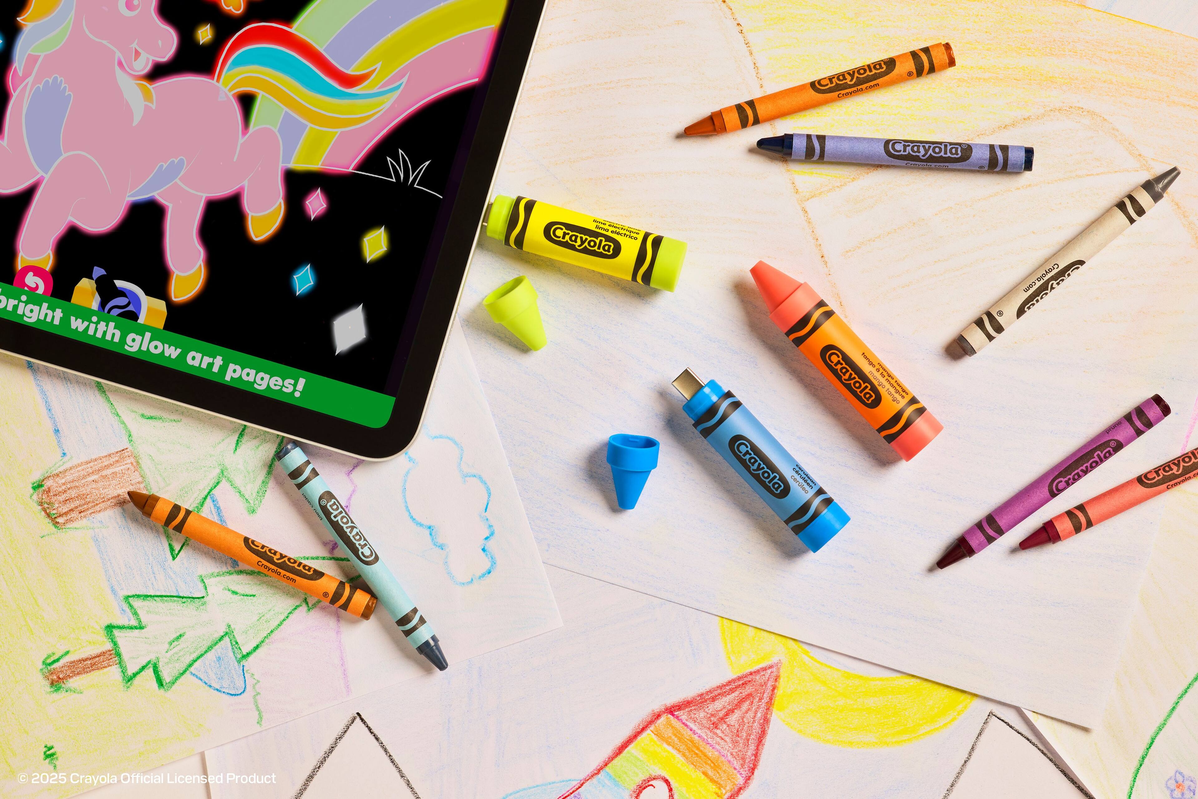 Crayola - Crepe Crayola Coeoi: bright with glow art pages!  
Crayola Crayola Croysta co - - - - Crayola t I Crayola 5 moa i | arums Crayola cerdieo e uAN - - Creyolo nIntaa L P 2 pio Cravola Crayon Creesi a C. 2025 Crayola Official Licensed Product