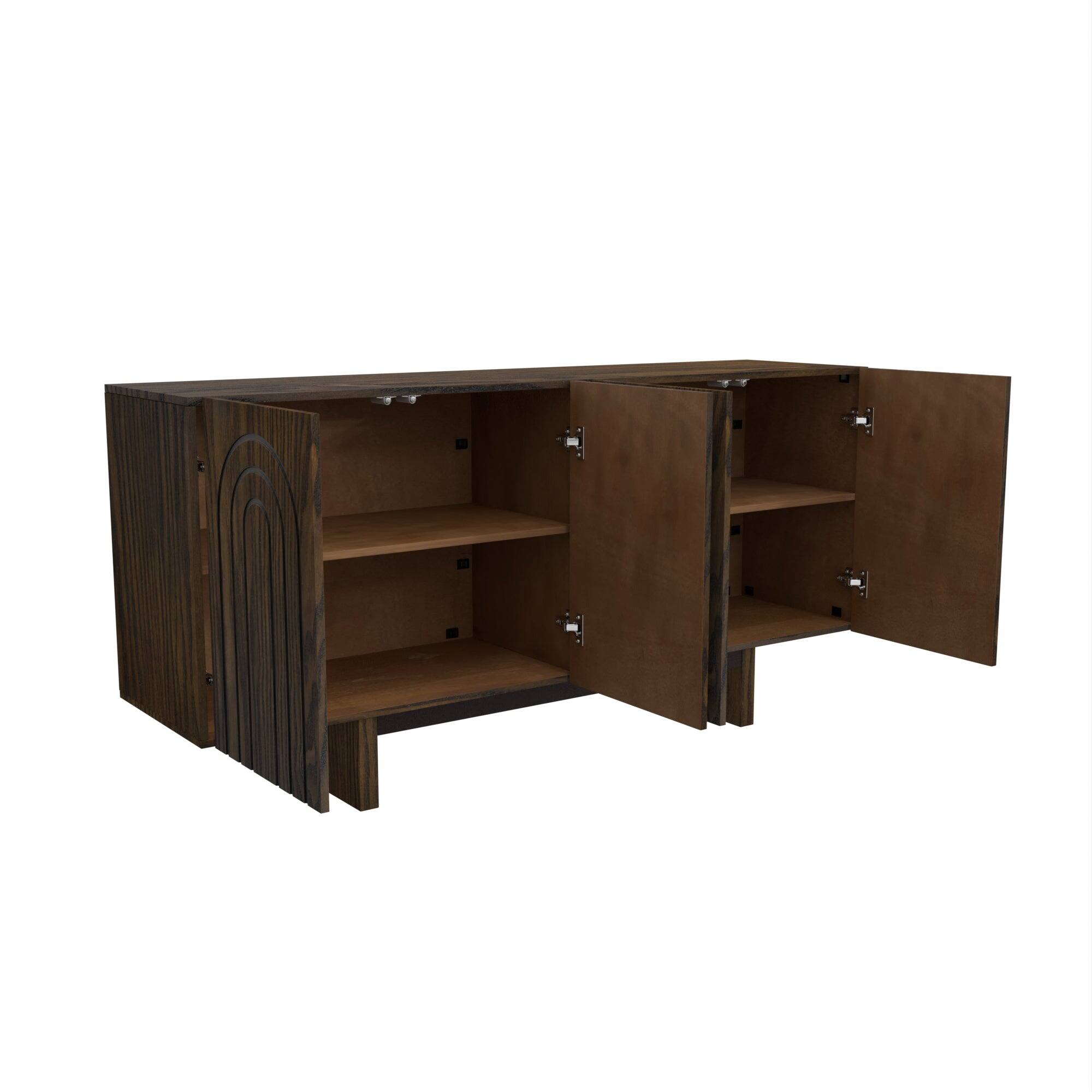 Alt View 3. Boyel Living - Dark Brown 4-Door 62.99 in. Wood Grain Buffet Sideboard with MDF Legs For Living Room and Kitchen-Dining Room - Brown.