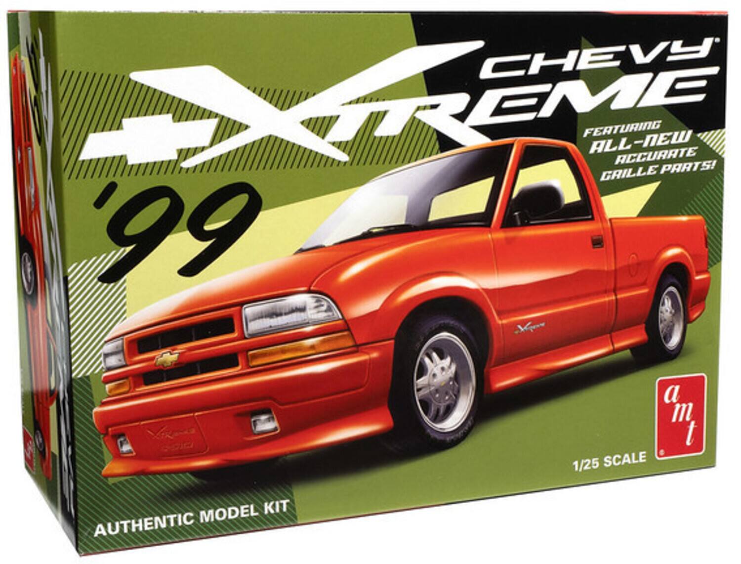 CHEVY X-TREME  
'99  
FEATURING ALL-NEW ACCURATE GRILLE PARTS!  
AUTHENTIC MODEL KIT  
1/25 SCALE  
a m t