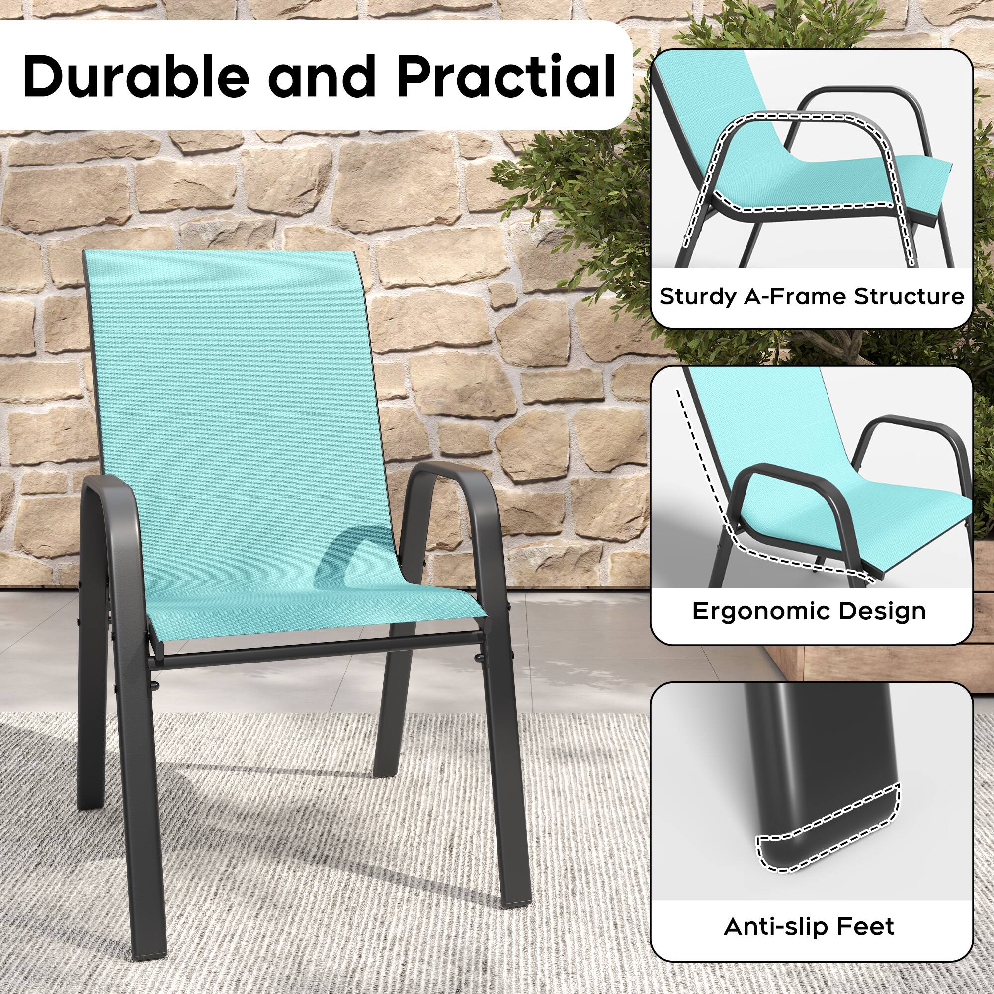 Durable and Practical  
Sturdy A-Frame Structure  
Ergonomic Design  
Anti-slip Feet