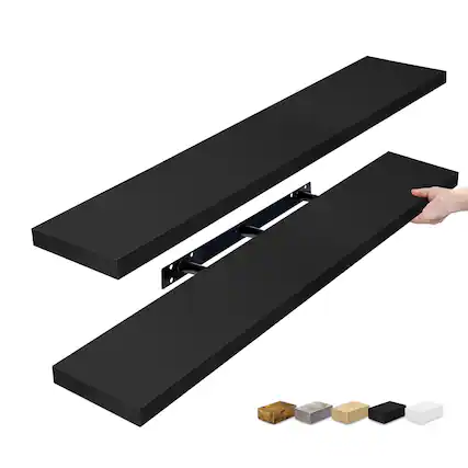 Front. Sorbus - Sorbus 2 Pack 47 x 9.25 Inch Wall Mounted Floating Shelves - Stylish and Functional Storage - Black.