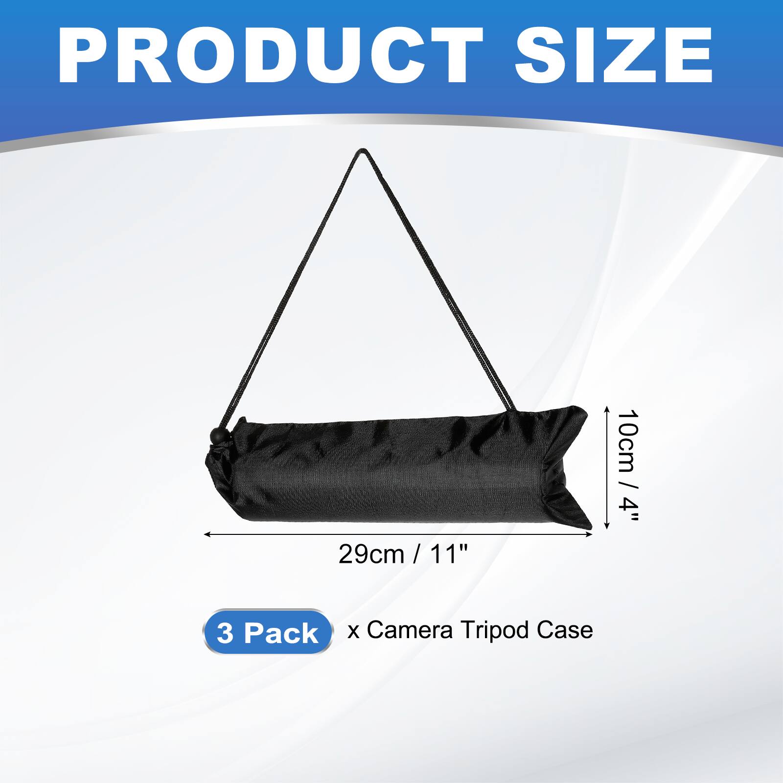 PRODUCT SIZE

29cm / 11"  
10cm / 4"  

3 Pack x Camera Tripod Case