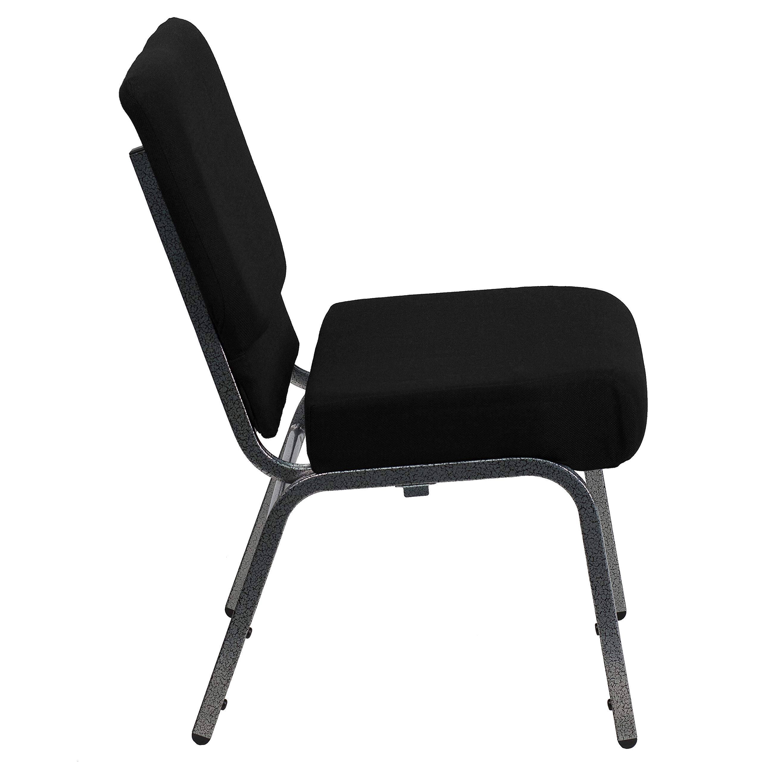 Back. JETRANSPORT - Hercules Series 21''w Stacking Church Chair In Black Fabric - Vein Frame Provide superior seating comfort - Black Fabric/Silver Vein Frame 1 Pack.