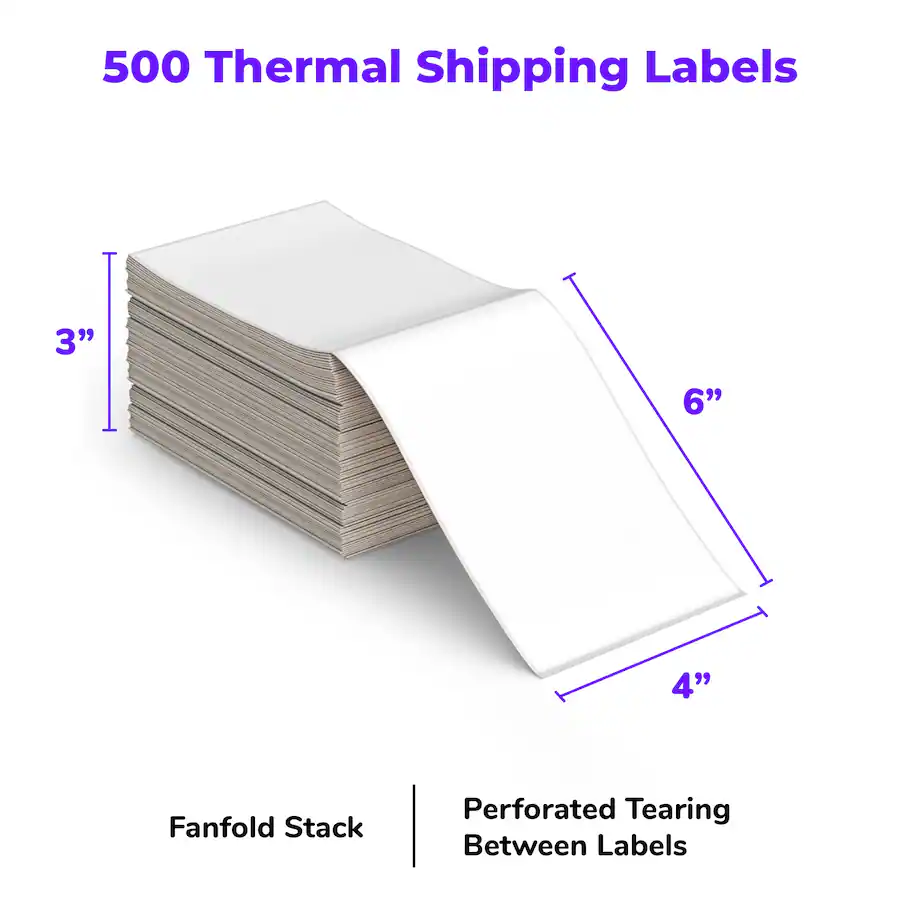20 Rolls FedEx UPS 4x6.75 Perforated Thermal Shipping Label 1" Core 250 Per Roll - Foto 2