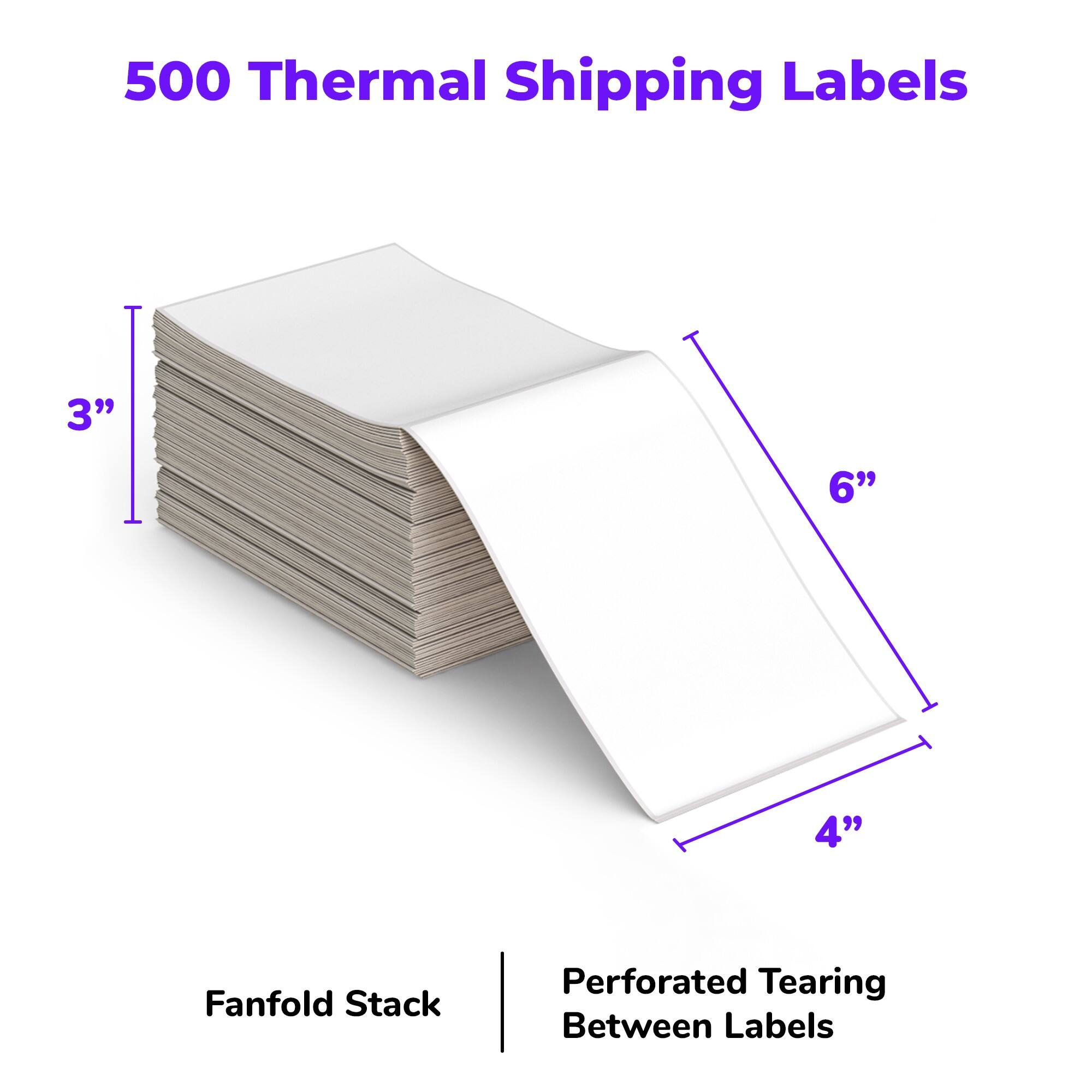 500 Thermal Shipping Labels

3" x 6" x 4" Fanfold Stack Perforated Tearing Between Labels