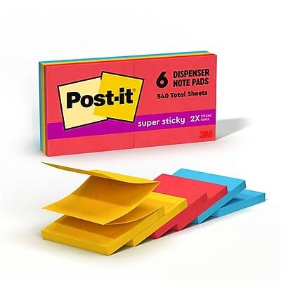 DISPENSER  
6 NOTE PADS  
540 Total Sheets  
Post-it  
super sticky 2X POWER  
3M