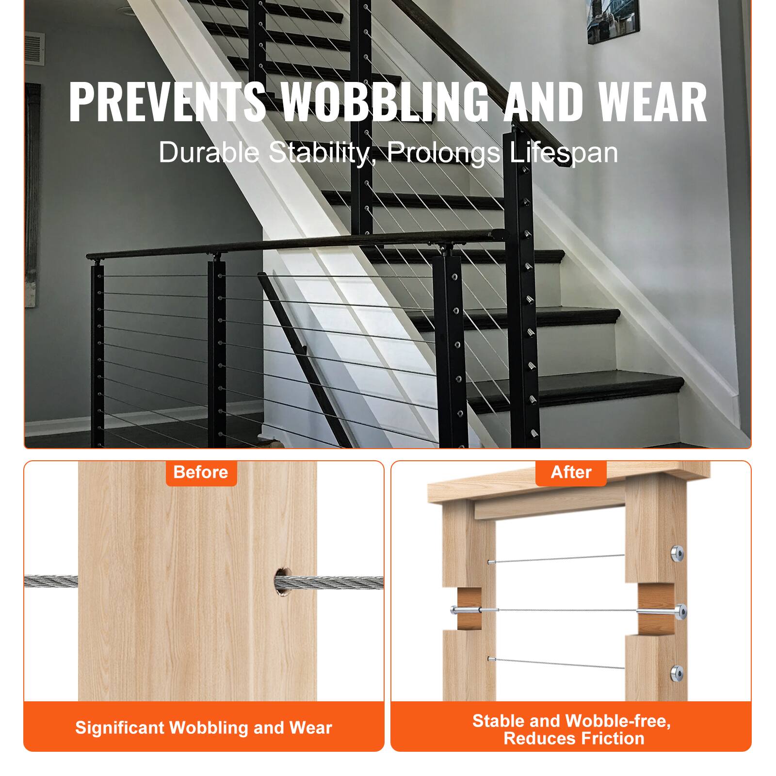 PREVENTS WOBBLING AND WEAR  
Durable Stability, Prolongs Lifespan  

Before  
Significant Wobbling and Wear  

After  
Stable and Wobble-free, Reduces Friction