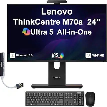 Lenovo ThinkCentre M70a 24" Ultra 5 All-in-One
Bluetooth 5.3
IPS SuperCLEAR
Wi-Fi 6E