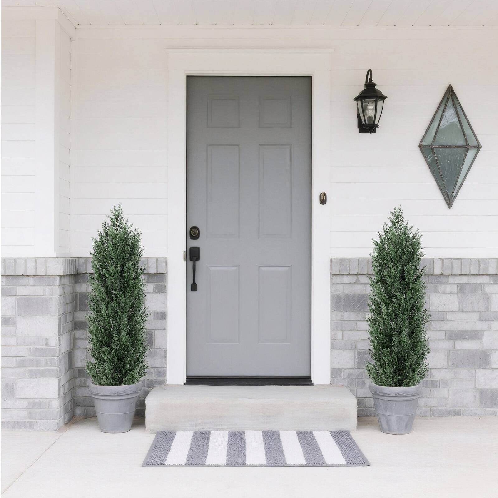 Alt View 4. Glintex - 4FT Artificial Green Pine Cypress Tree Realistic Plastic Faux Plant for Indoor and Outdoor Decoration 2pcs/set - Green.