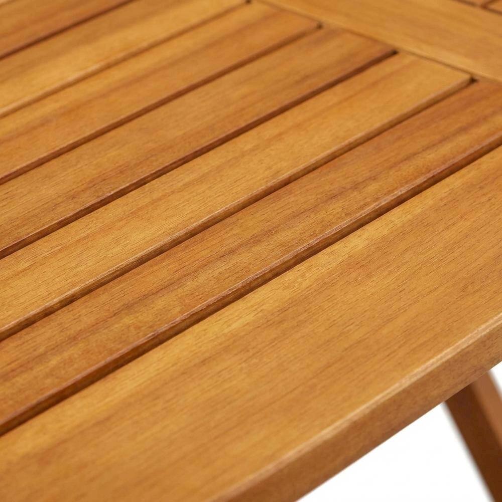 Alt View 2. Outdoor Escape - 7-Piece Outdoor Table Set Wood Oil Finish with 6 Folding Chairs - Natural Oil.