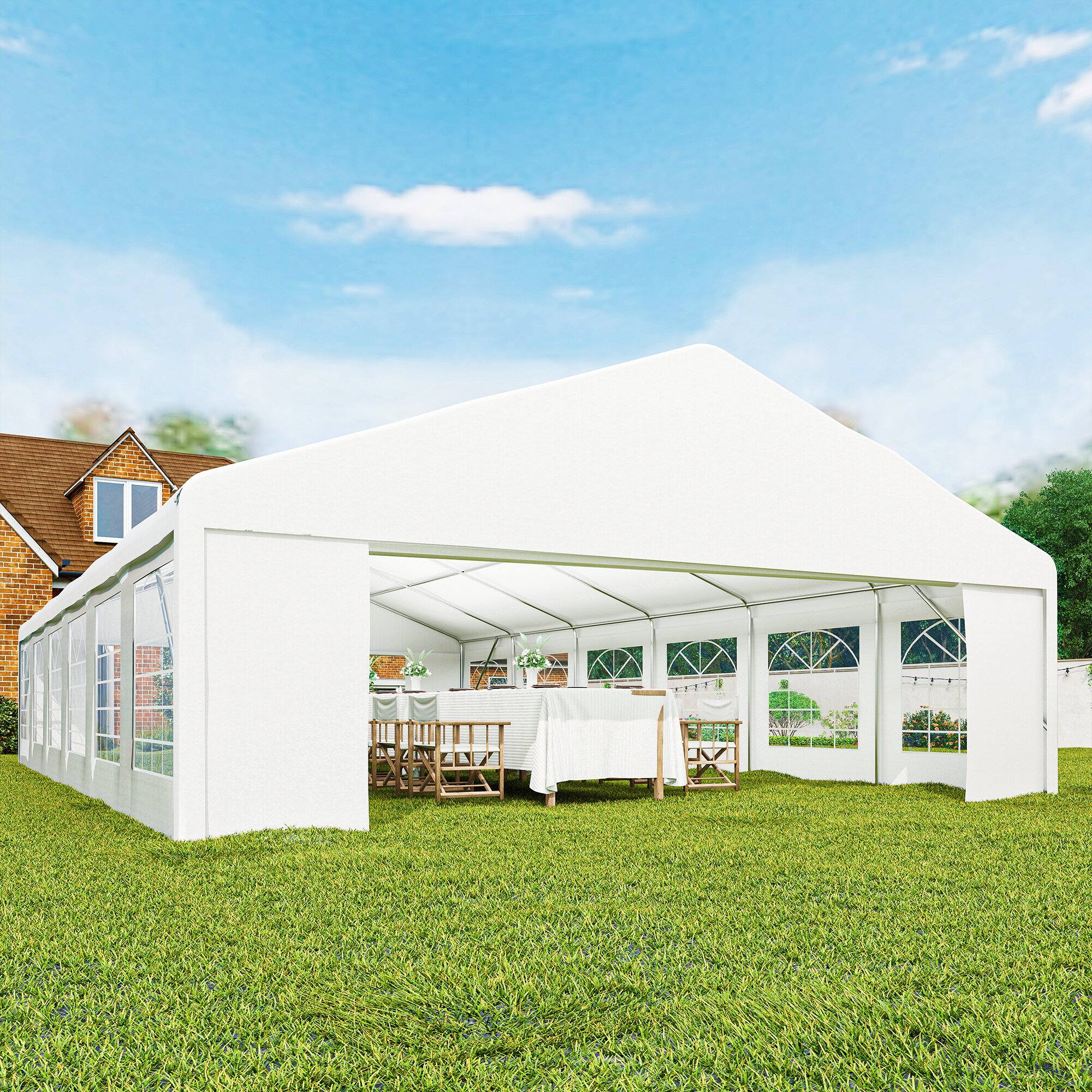 Alt View 7. Outsunny - x 39' Large Outdoor Carport Canopy Party Tent with Removable Protective Sidewalls & Windows - White.