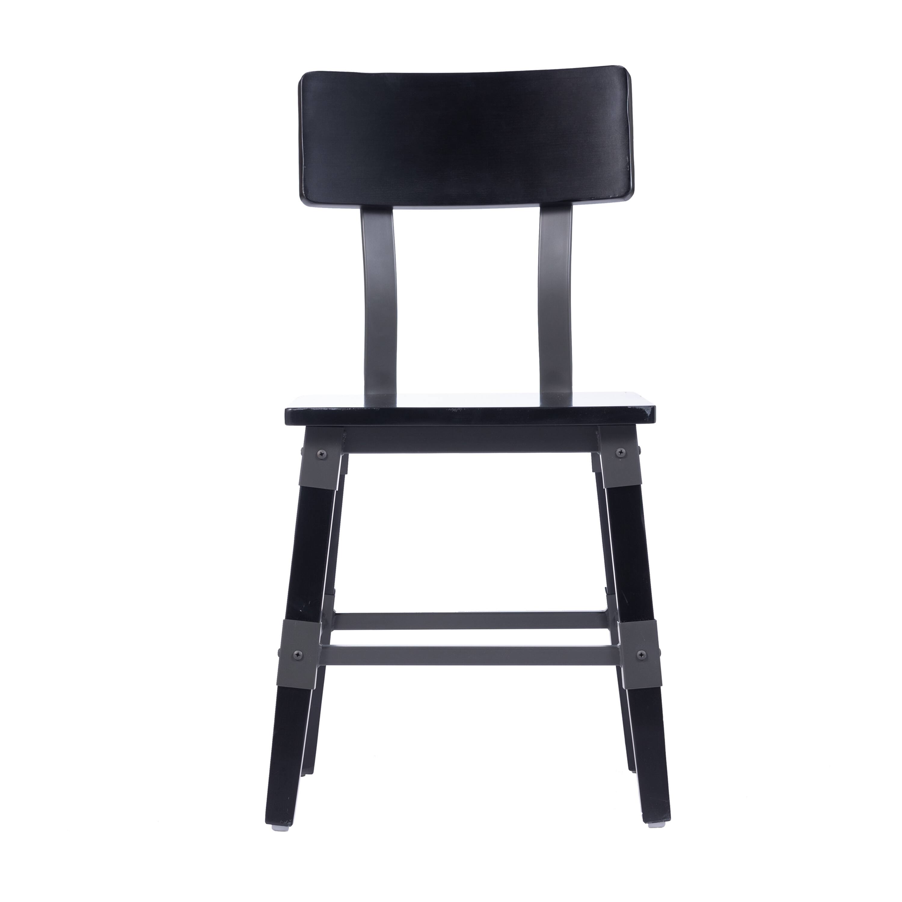 Alt View 9. Emma + Oliver - 2 Pack Commercial Grade Rustic Antique Industrial Style Wood Dining Chair - Black.