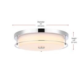 Living District - Kolson 16 Inch Led Flush Mount Ceiling Light In - Chrome
