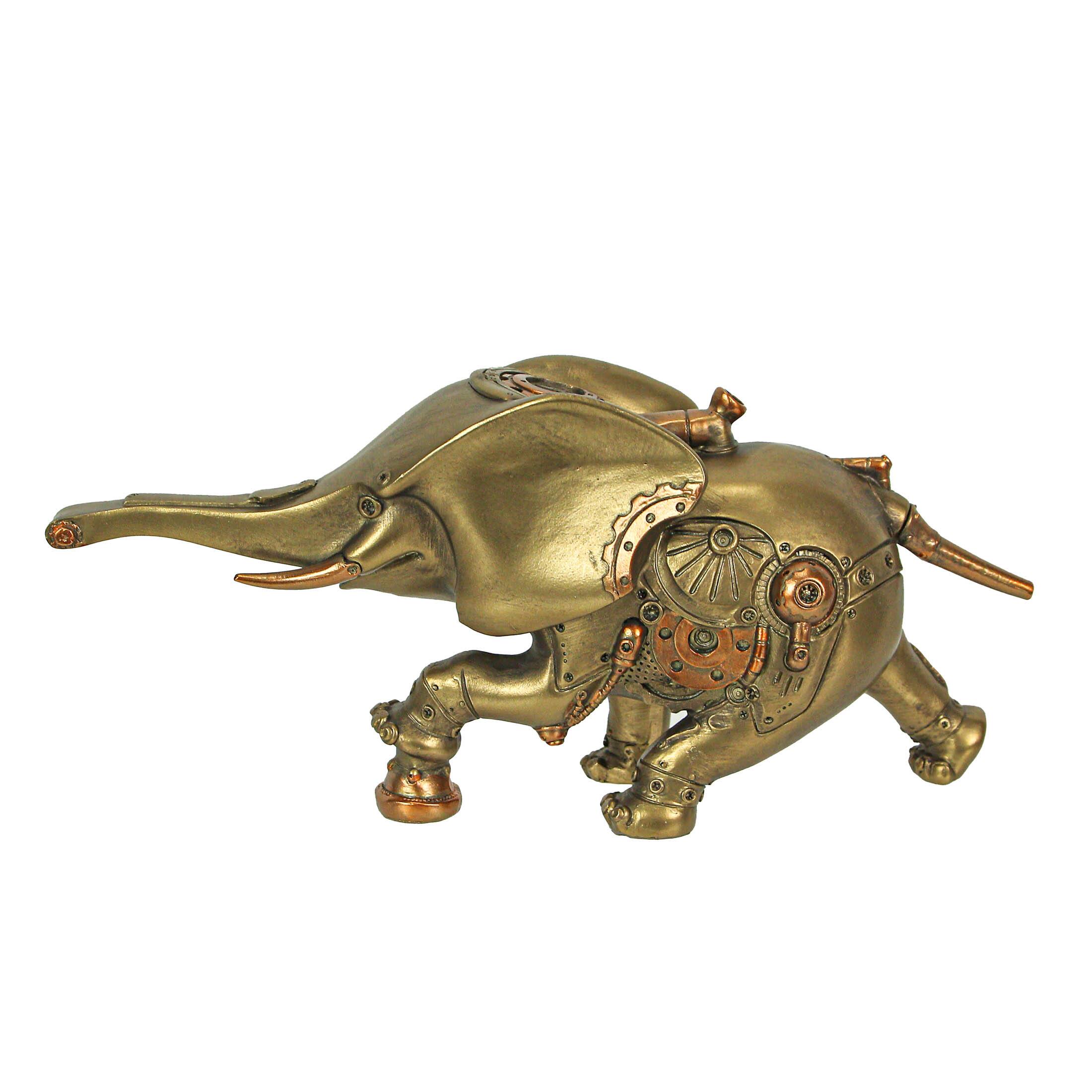 Alt View 2. Zeckos - Resin Bronze Copper Steampunk Elephant Sculpture Decorative Home Decor Figurine - Bronze.