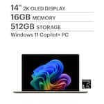 ASUS - Zenbook A14 14" FHD+ OLED Laptop - Copilot+ PC - Snapdragon X Plus - 16GB RAM - 512GB SSD - Zabriskie Beige