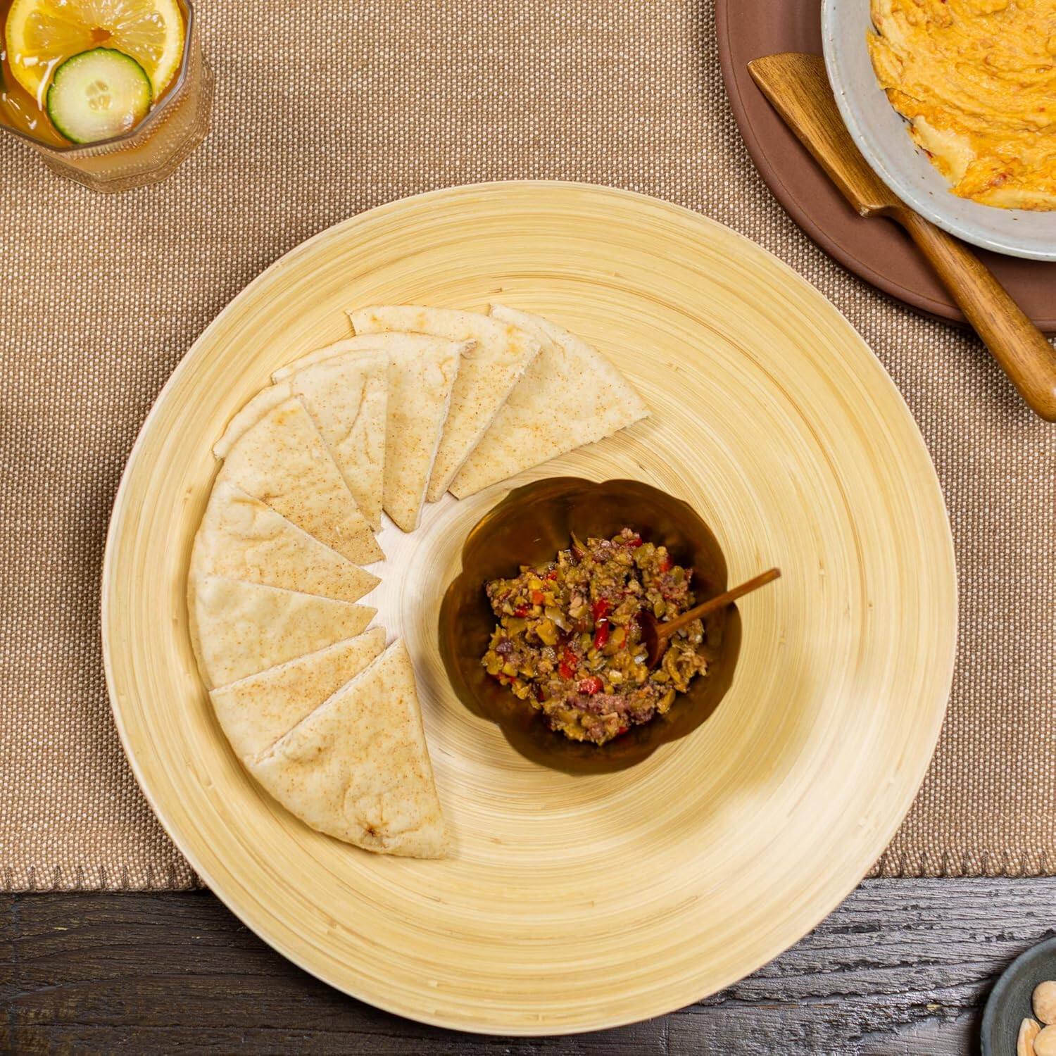 Alt View 2. Lexa - Bamboo Footed Plate, 12 Inch, Natural Bamboo - Natural.