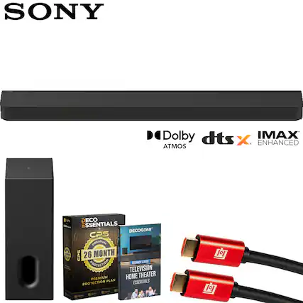 SONY Dolby dts IMAX X ENHANCED ATMOS Eos Cg ECO - ESSENTIALS + DECOGEAR CPS PREMIUM S CPS 26 MONTH PROTECTION SEGNNERS - TELEVISION PREMIUM HOME THEATER PLAN ESSENTIALS PROTECTION