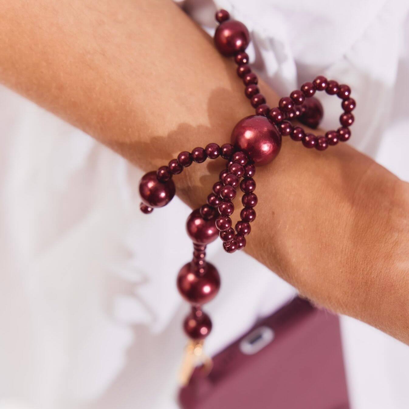 Back. Cordée Cases - Burgundy Bow Phone Wristlet Set - Burgundy.