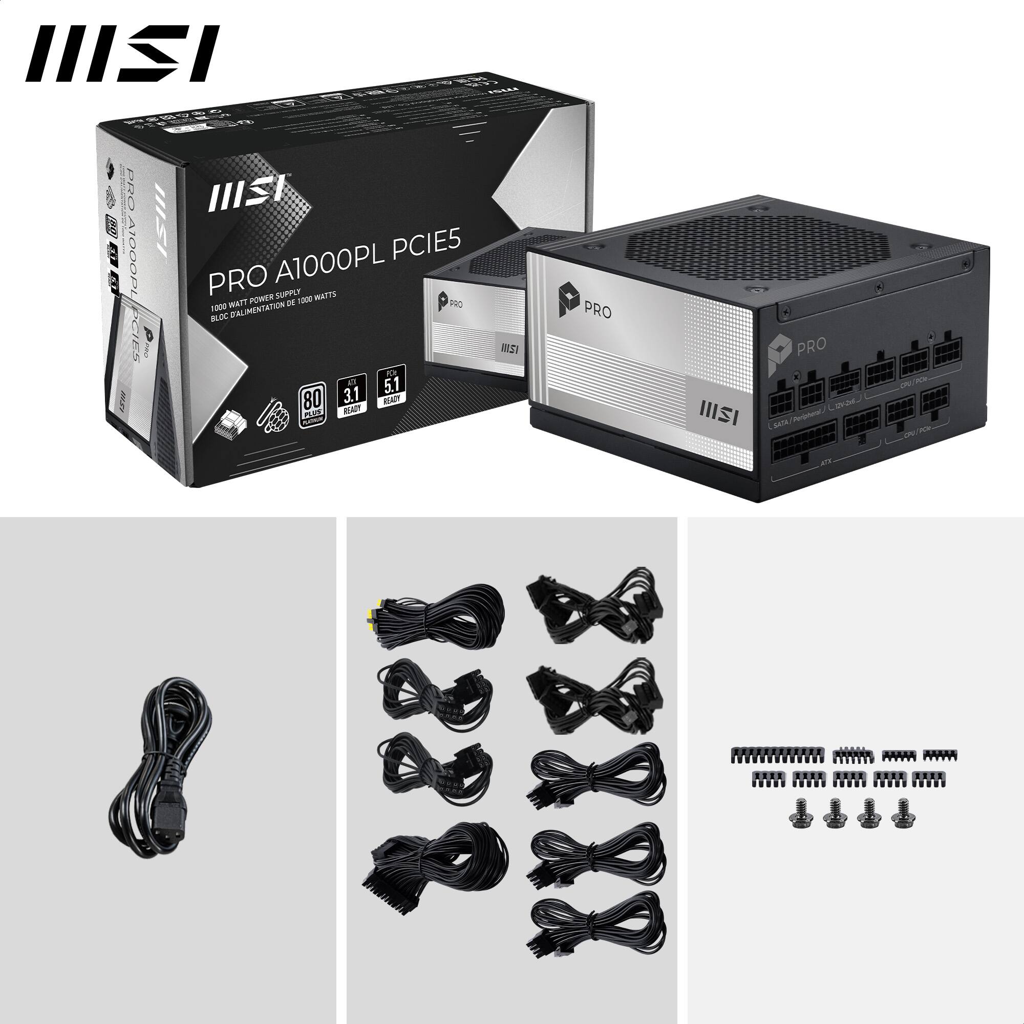 II S T rN 9R0 A1000 PCIES HSI I PCIE5 PRO A1000PL POWER SUPPLY - NETTS 1000 WeIT 2 PIC BDC DALIMENTATION Ke al 5.1 80 3.1 - A TA mlh B N I PRO HISI PRO L L 5TE Cehe N in a