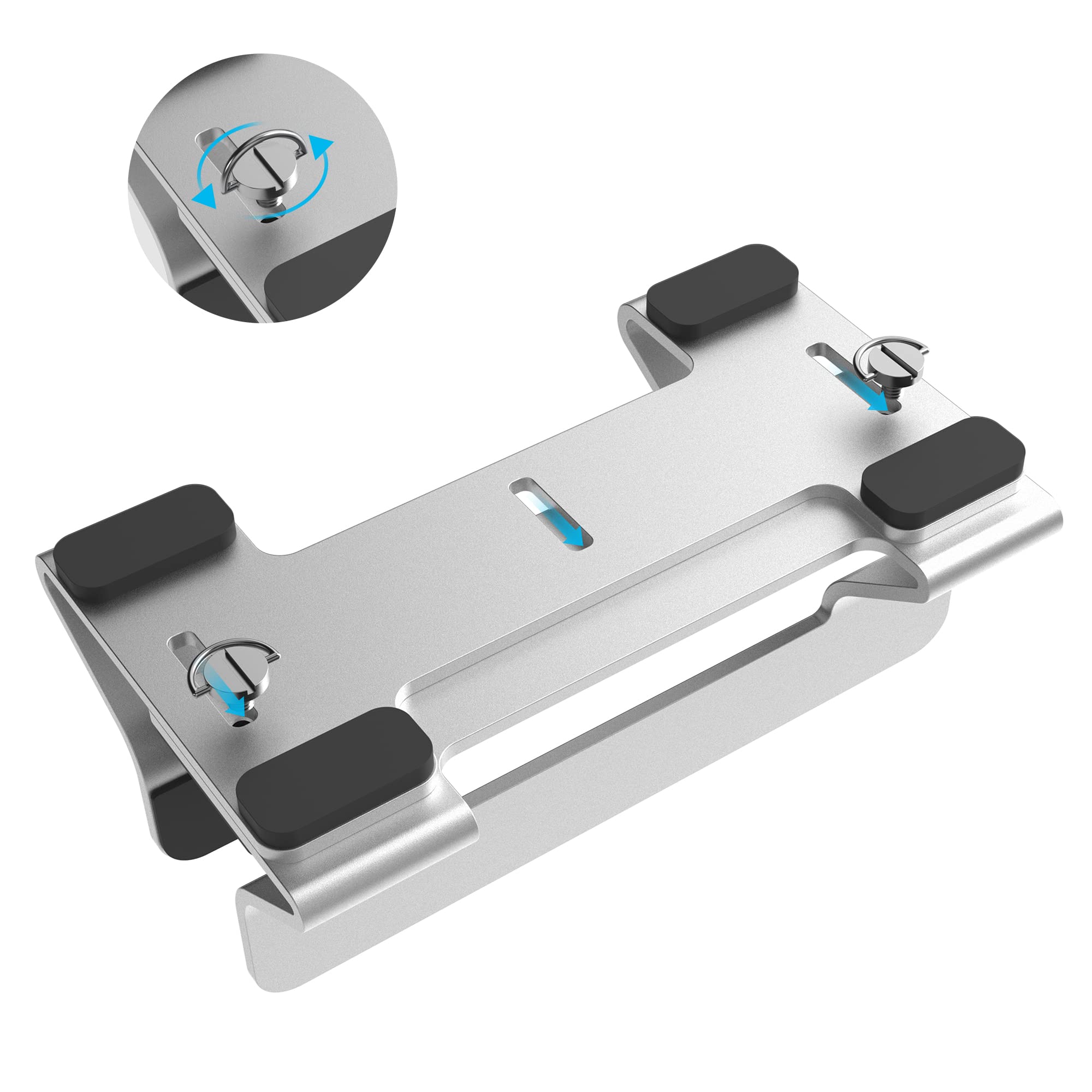 Left. HongFei - Aluminum Vertical Laptop Stand Dock Holder, Adjustable Slot Width 12-42mm, Space-Saving Upright Storage for MacBook - Silver.