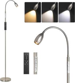 Nordic Hygge - Reading Floor Lamp, 72" Tall LED Lamp with Flexible Gooseneck, Dimmable Zoomable Spotlight, Adjustable Color - Brushed Nickel