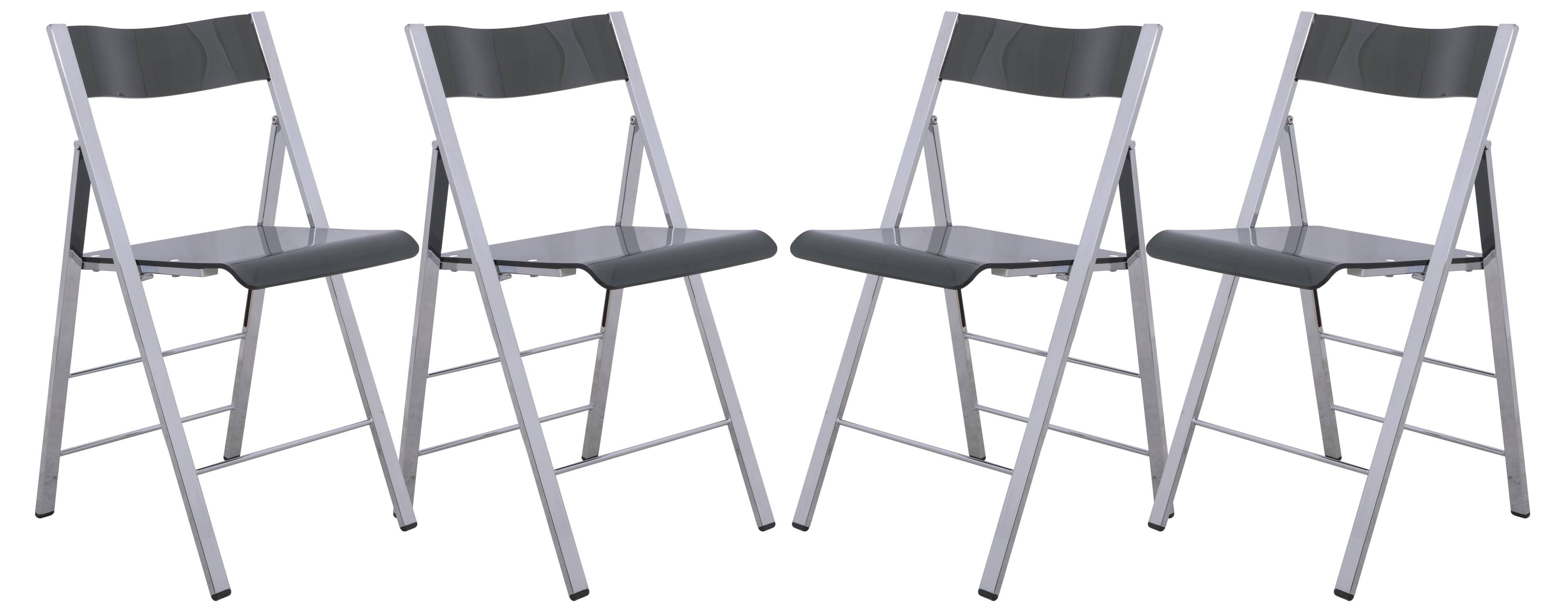 LeisureMod Menno 4 PCS Clear Acrylic Folding Accent Chair, Open Back ...