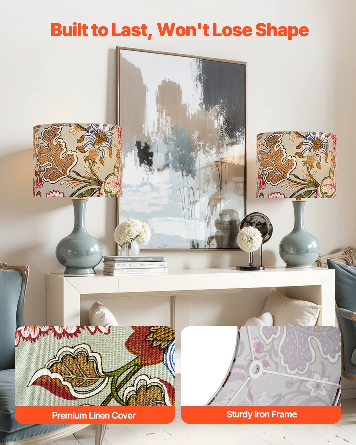 Built to Last, Won't Lose Shape

Premium Linen Cover

Sturdy Iron Frame