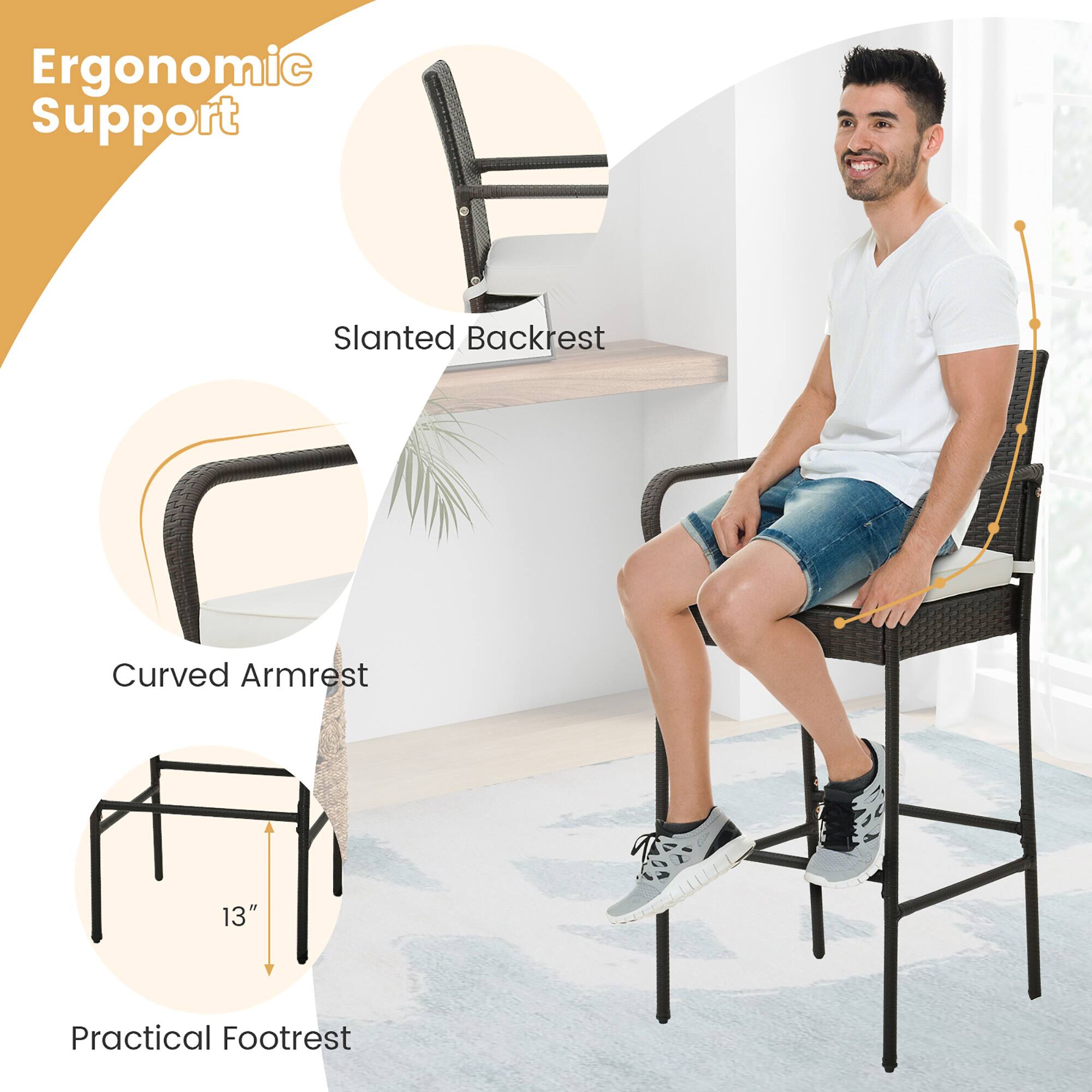 Ergonomic Support

- Slanted Backrest
- Curved Armrest
- 13" Practical Footrest