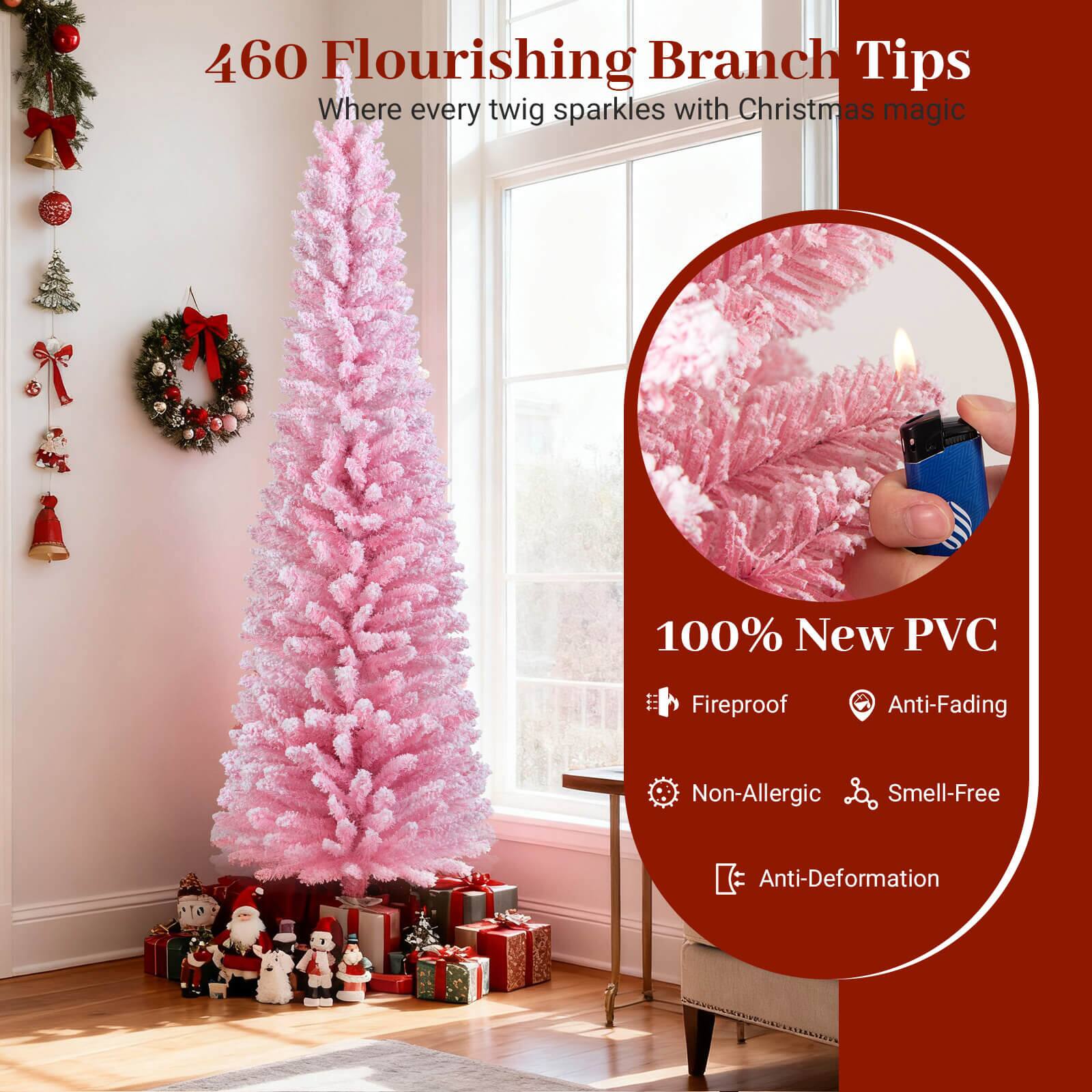 460 Flourishing Branch Tips  
Where every twig sparkles with Christmas magic  

100% New PVC  
Fireproof  
Anti-Fading  
Non-Allergic  
Smell-Free  
Anti-Deformation