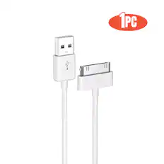 Front. Qixxronics - 3FT USB 30-Pin Cable Sync and Charge Dock Cable Compatible with iPhone 4 4S / iPad 1 2 3 / iPod Nano/iPod Touch - White.