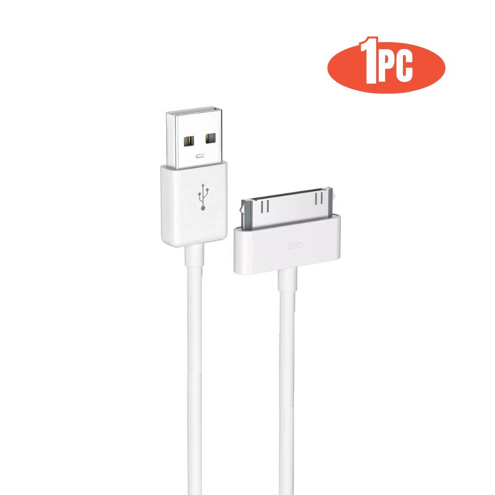 Front. Qixxronics - 6FT USB 30-Pin Cable Sync and Charge Dock Cable Compatible with iPhone 4 4S / iPad 1 2 3 / iPod Nano/iPod Touch - White.