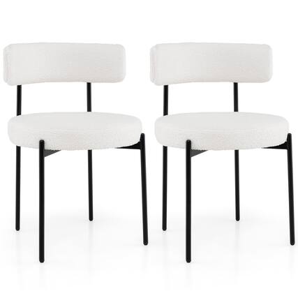 Front. Costway - Costway Round Dining Chairs Set of 2 with Curved Backrest Filled Sponge Metal Legs - White.