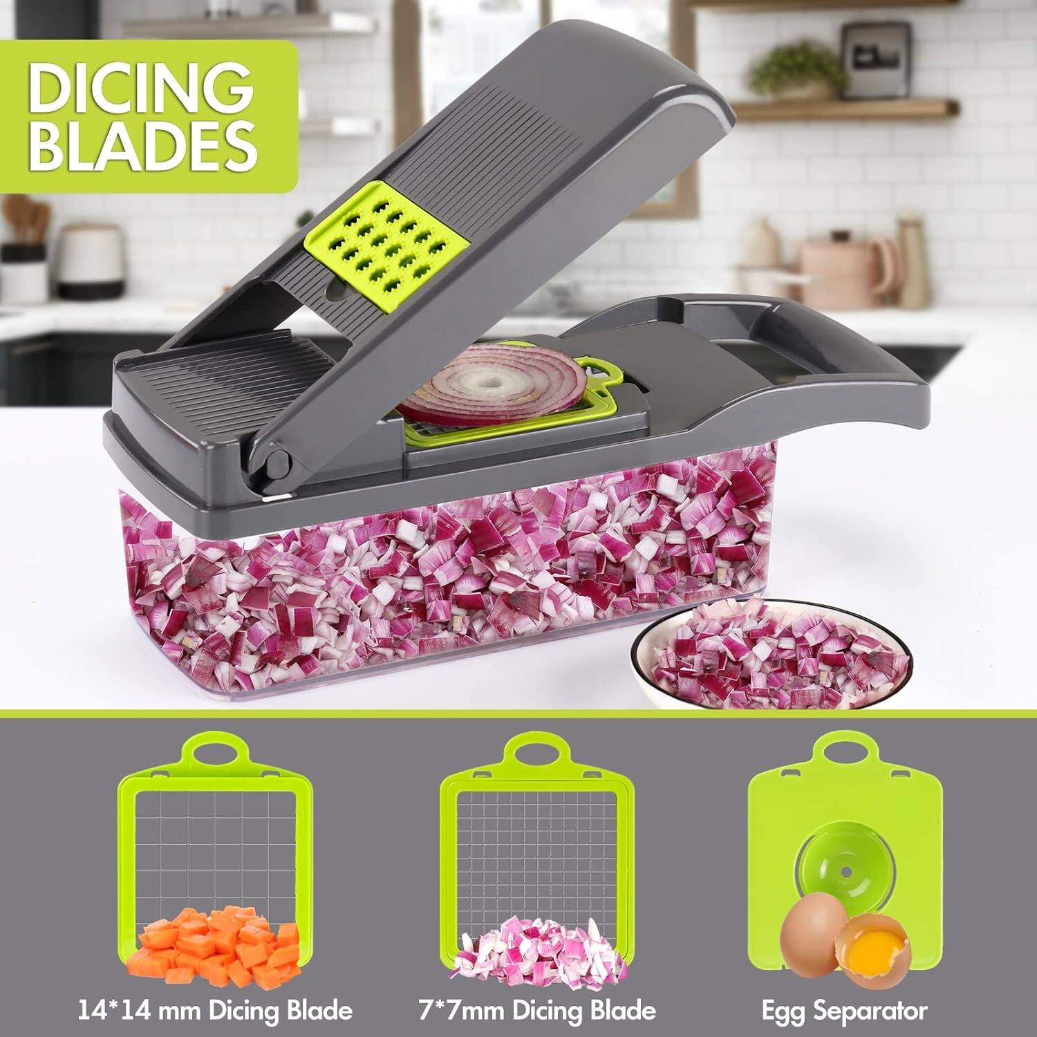 PARKER SLATER 12 in 1 Vegetable Chopper and Onion Cutter with 8 Blades ...