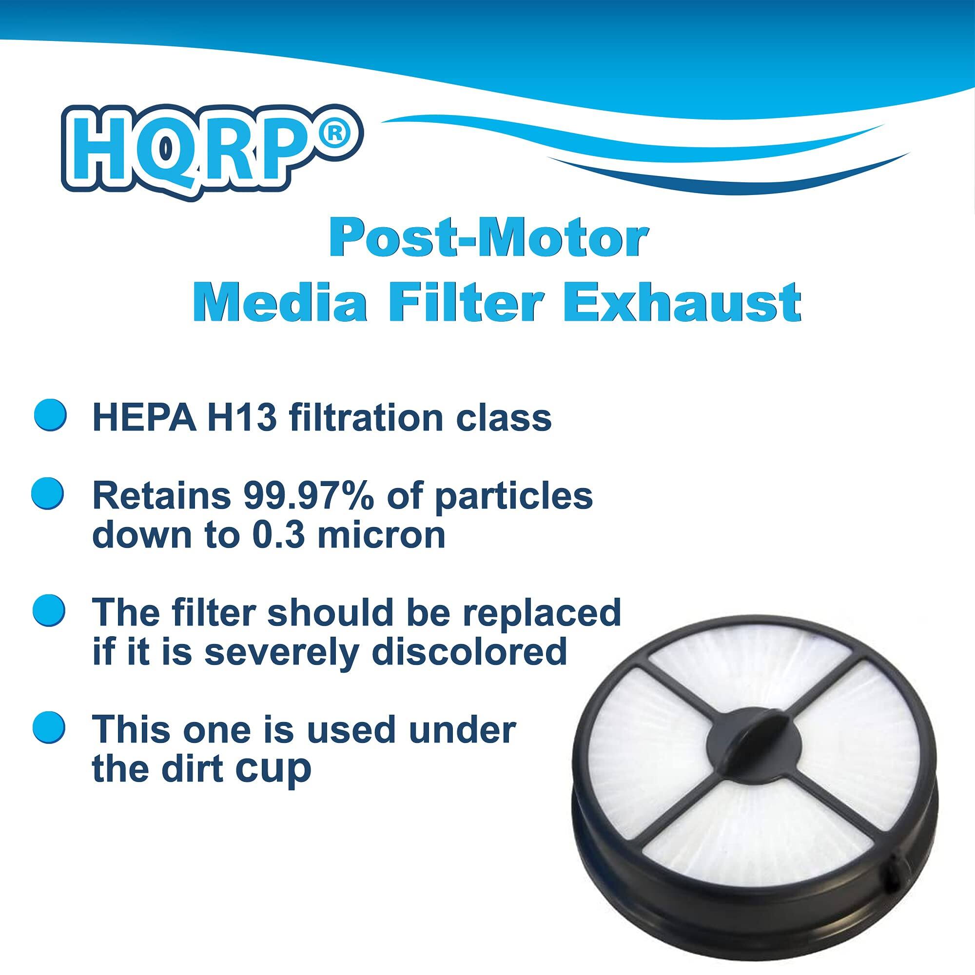 HQRP® Post-Motor Media Filter Exhaust

- HEPA H13 filtration class
- Retains 99.97% of particles down to 0.3 micron
- The filter should be replaced if it is severely discolored
- This one is used under the dirt cup