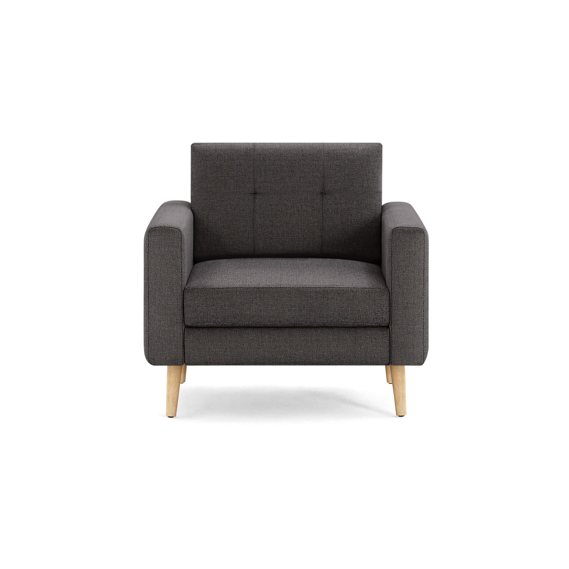 Front. Burrow - Mid Century Nomad Armchair - Charcoal.