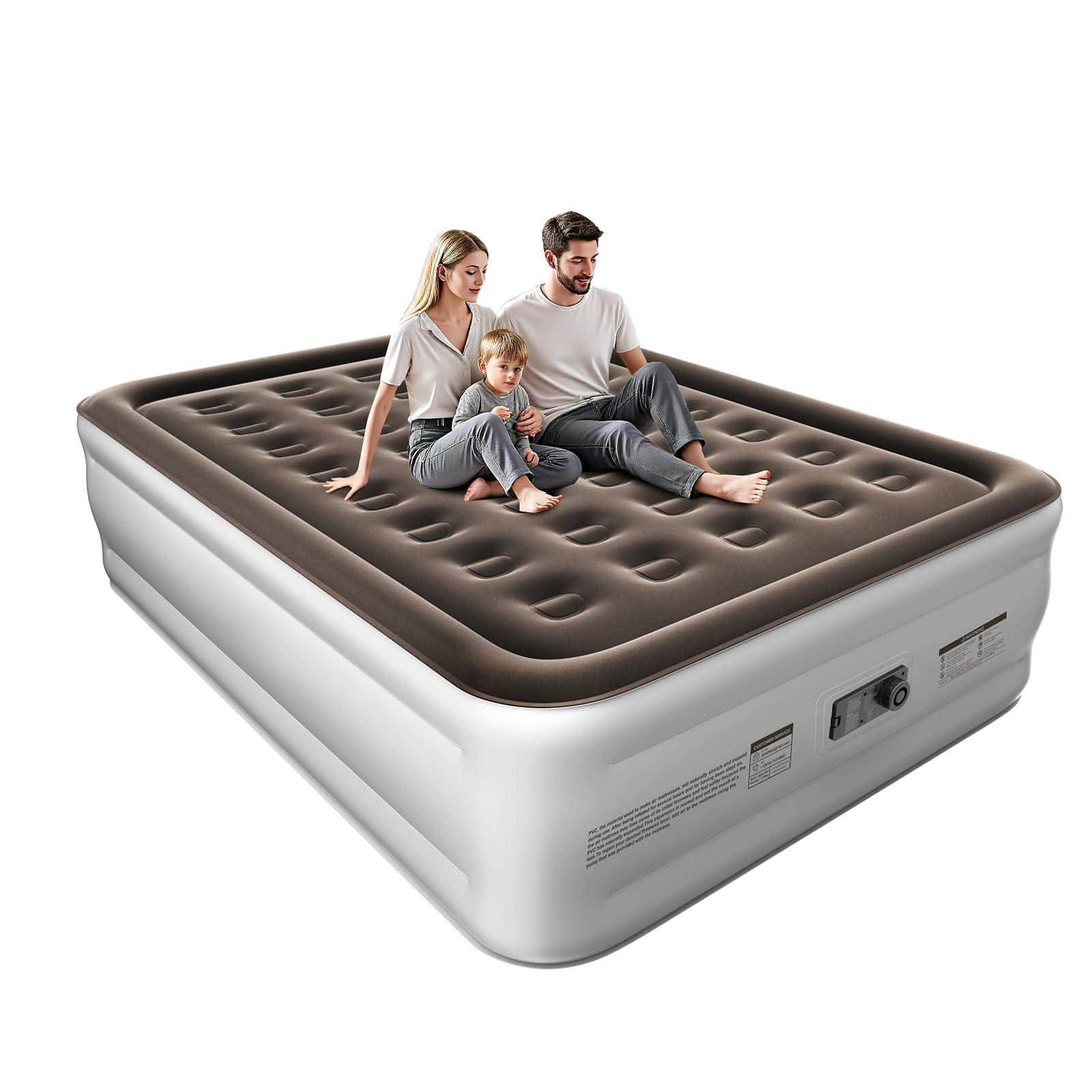 Jadie Link - Air Mattress With Built In Pump Raised 2 Min Self Inflatable 18'' Blow Up For Adults 660 Portable Bed Guest Camping Trav - Brown