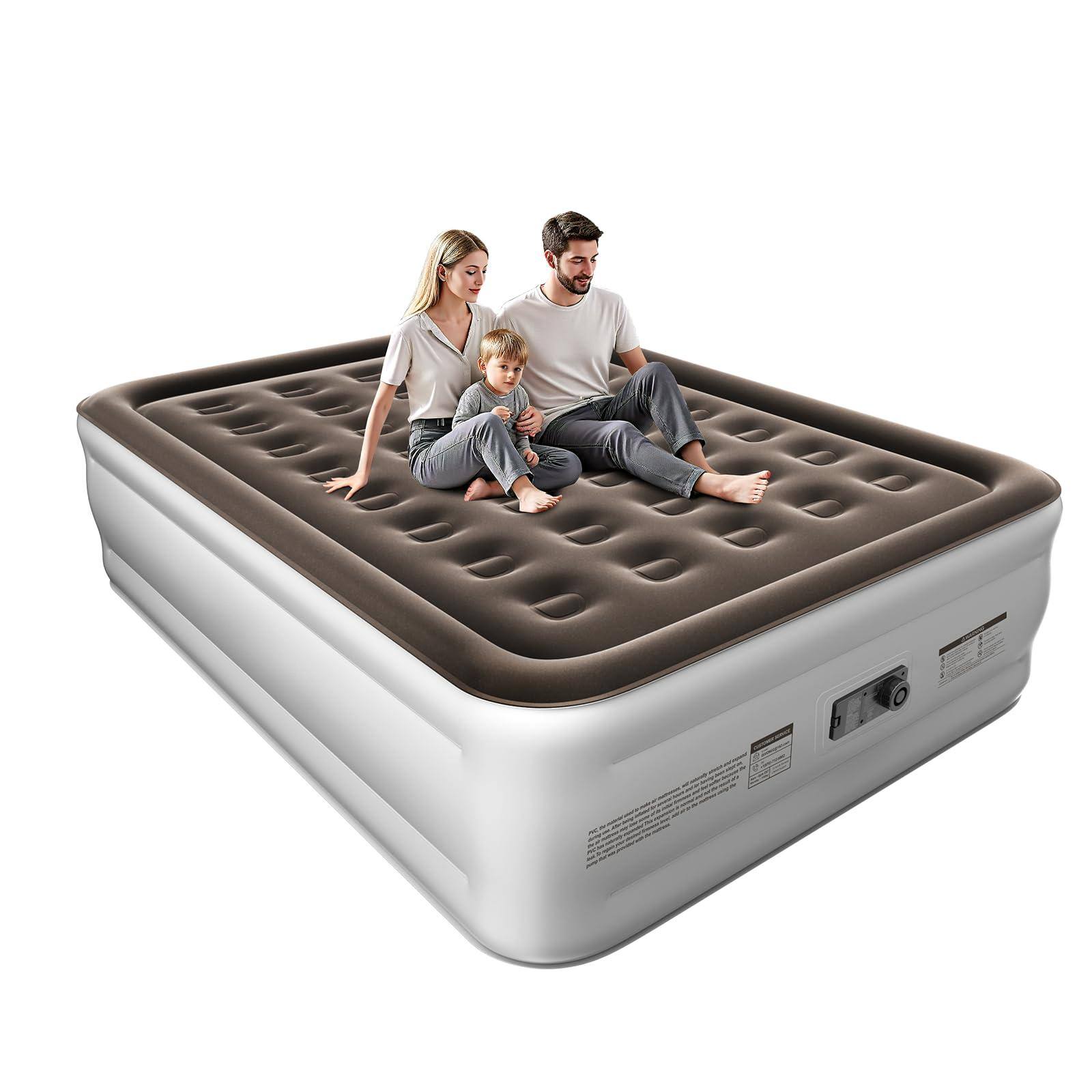 Front. Jadie Link - Air Mattress With Built In Pump Raised 2 Min Self Inflatable 18'' Blow Up For Adults 660 Portable Bed Guest Camping Trav - Brown.