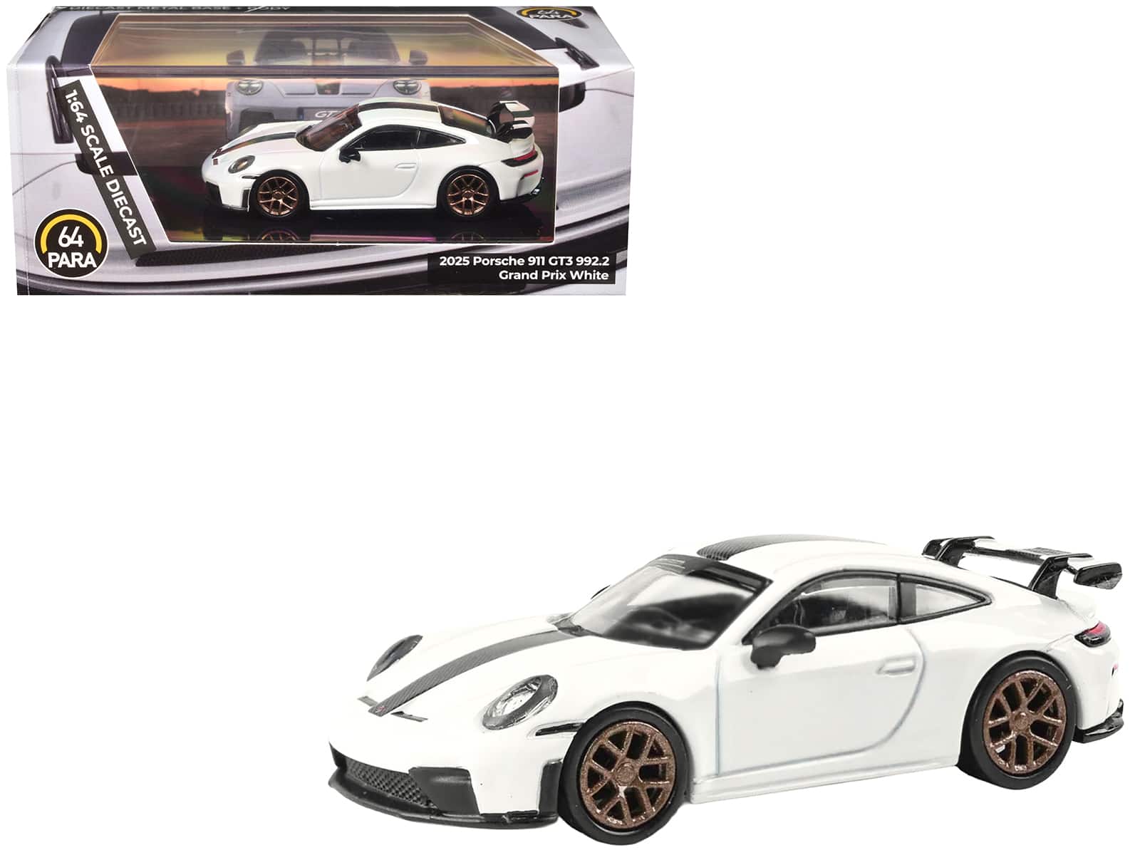 2025 Porsche 911 GT3 (992.2) Grand Prix White with Carbon Stripe 1/64 Diecast Model Car by Paragon Models price history on PriceWatchPro