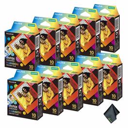 Fujifilm - 10xFUJIFILM INSTAX SQUARE Rainbow Instant Film (10 Exposures), Microfiber Cleaning Cloth, Bundle