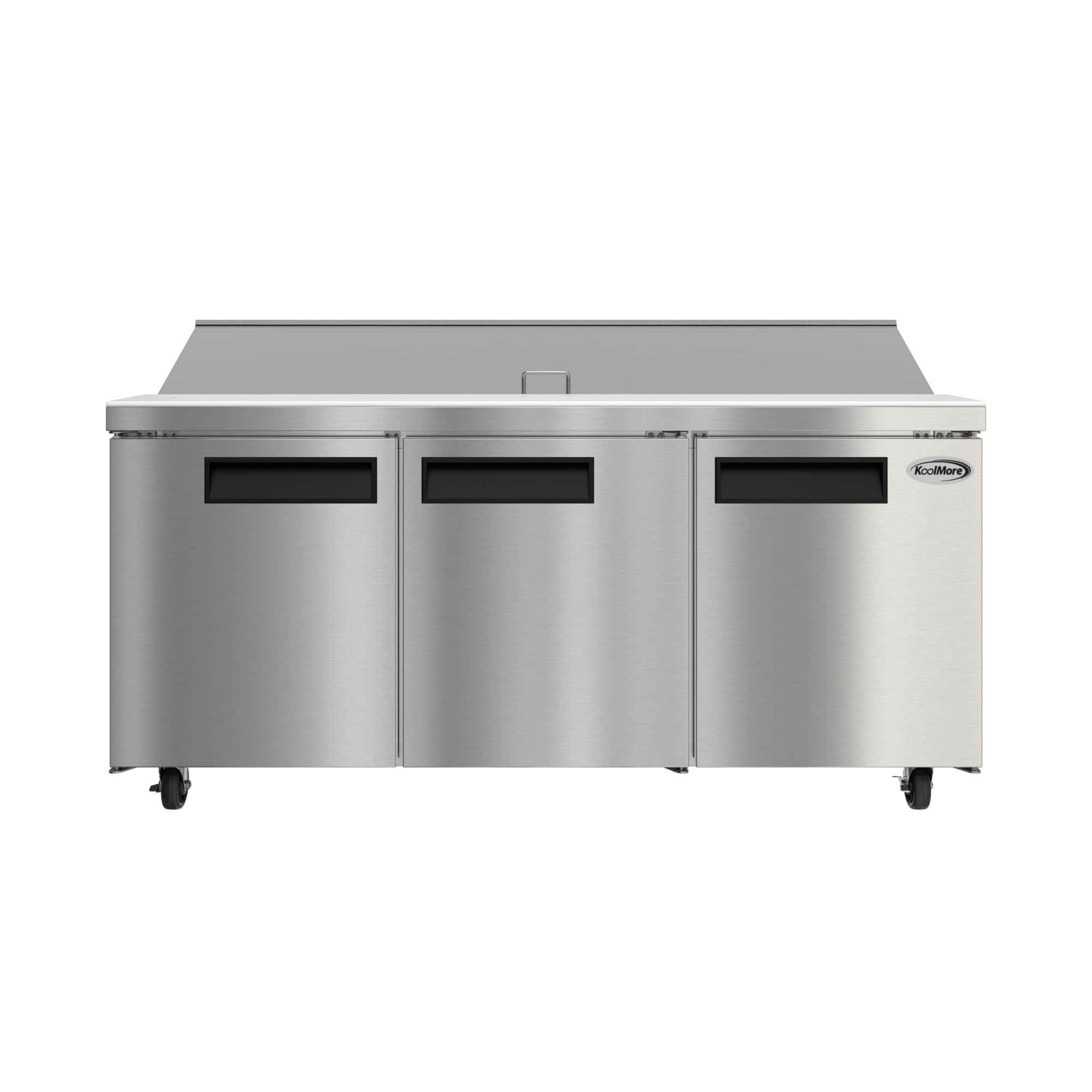 Koolmore - 70 in. Commercial 3-Door Refrigerated Salad and Sandwich Prep Table, 18 Pan Capacity and 22 Cu. Ft. of Storage - Stainless Steel