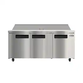 Koolmore - 70 in. Commercial 3-Door Refrigerated Salad and Sandwich Prep Table, 18 Pan Capacity and 22 Cu. Ft. of Storage - Stainless Steel