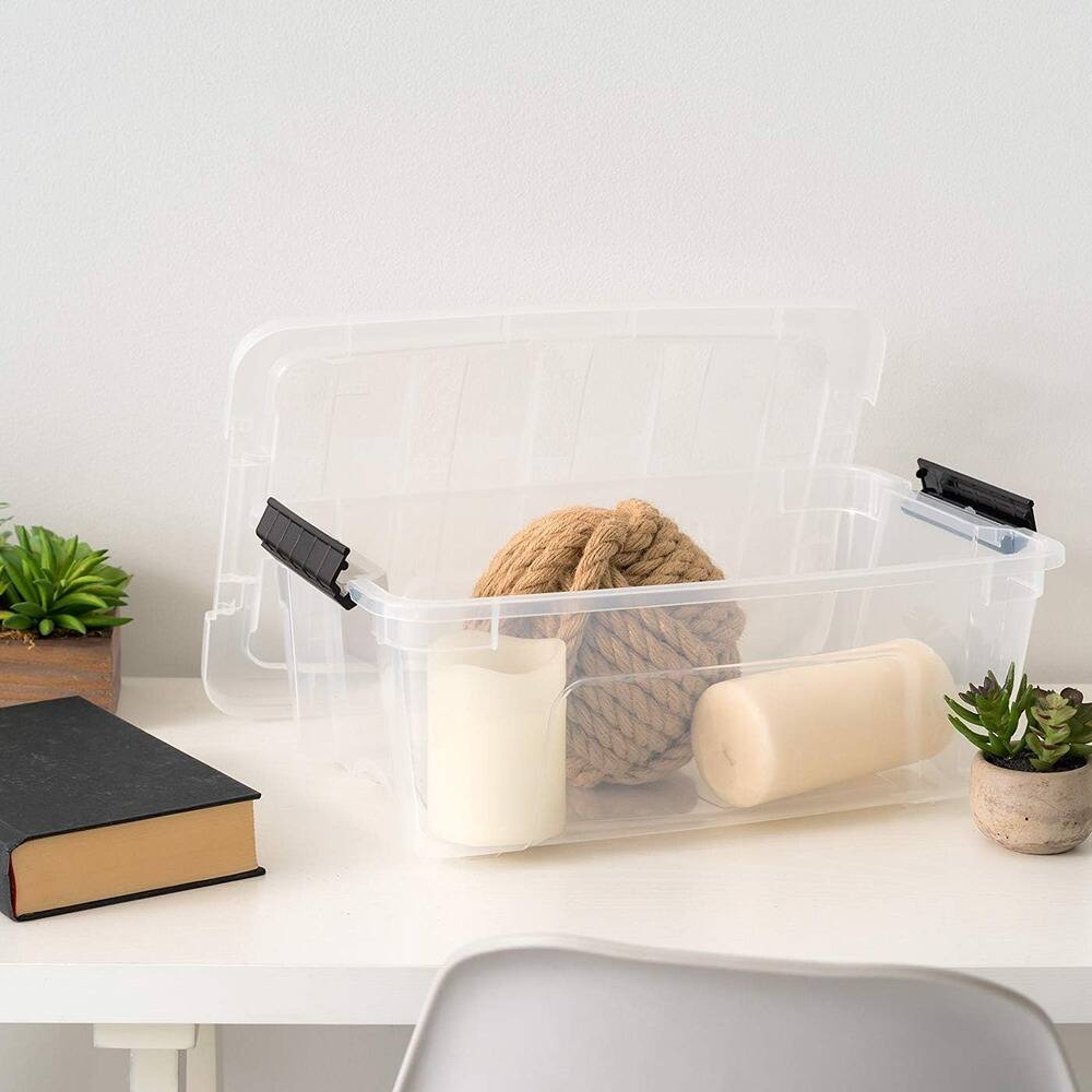 Left. IRIS USA - IRIS Plastic Storage Bins with Lids and Secure Latching Buckles - 6 Pack.