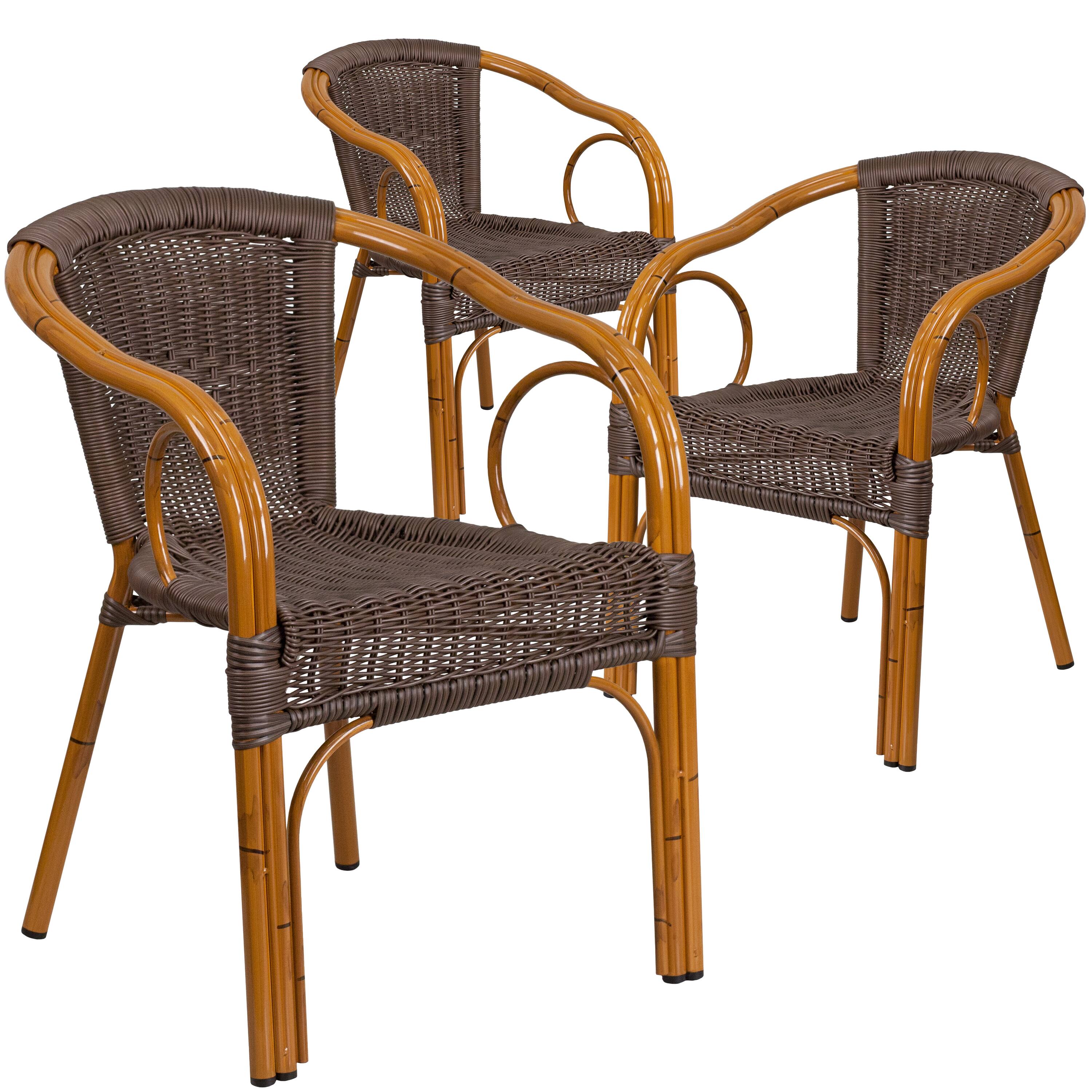 Dark Brown Rattan/Red Bamboo-Aluminum Frame